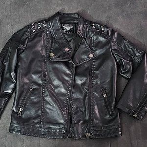Boys Leather Jacket Studded Motorcycle Kids Jacket